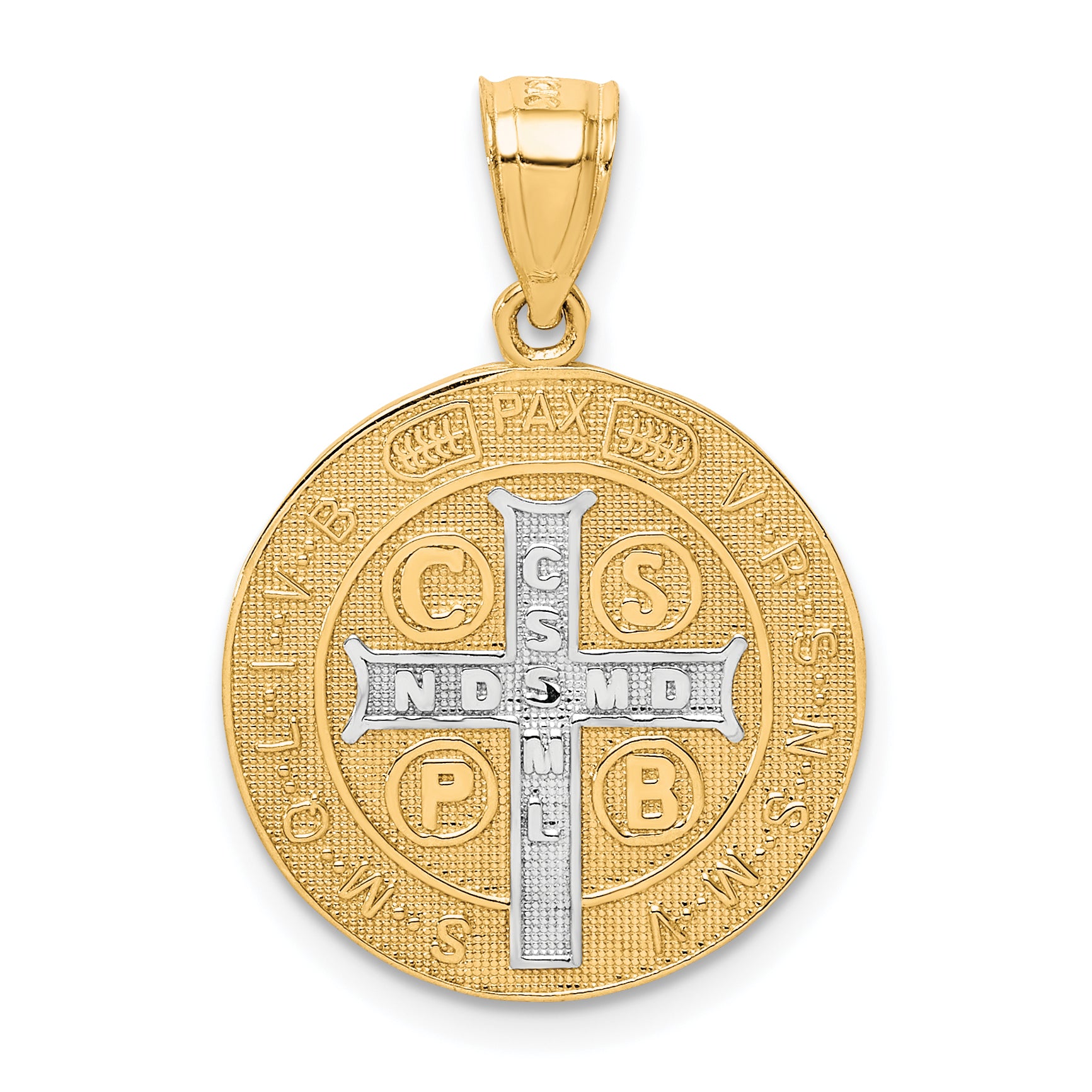 10K W/Rhodium San Benito Medal Pendant