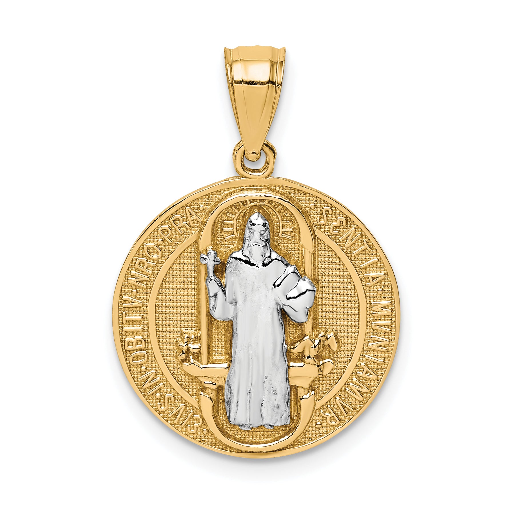 10K W/Rhodium San Benito Medal Pendant