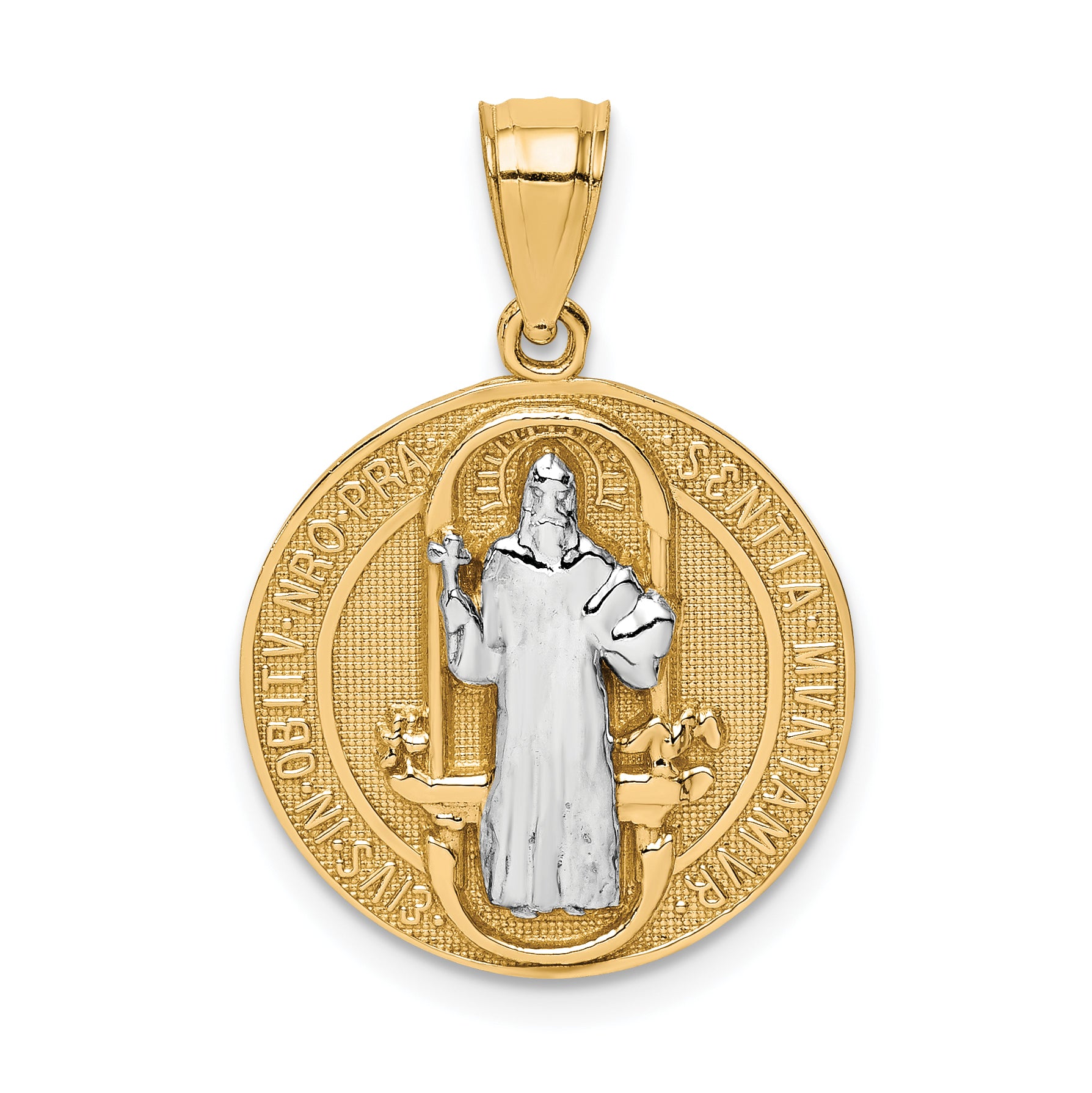 10K W/Rhodium San Benito Medal Pendant Main image