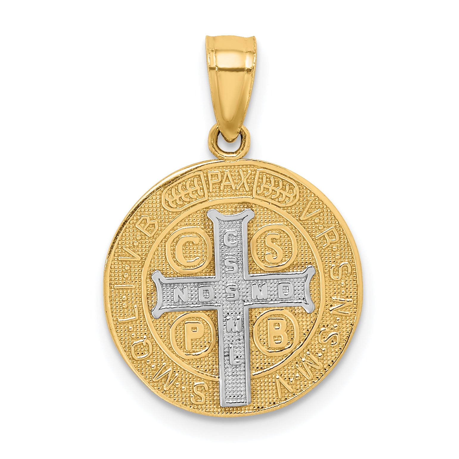 10K W/Rhodium San Benito Medal Pendant