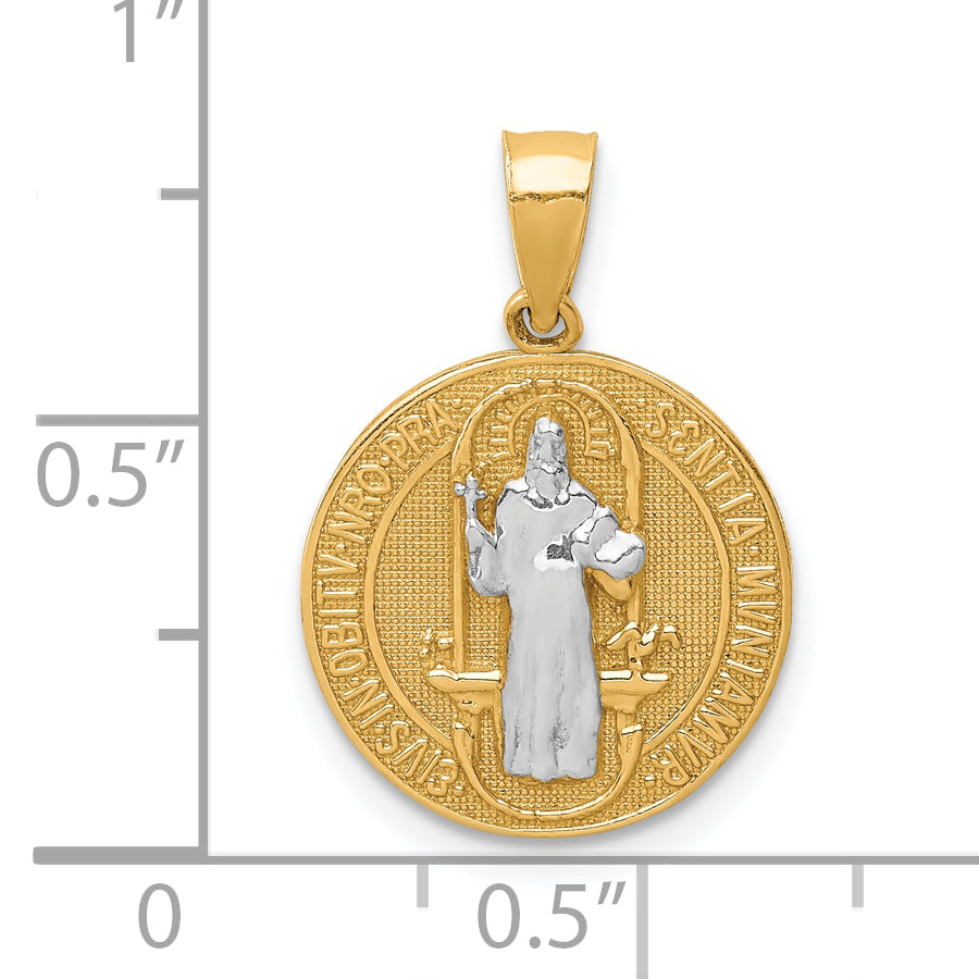 10K W/Rhodium San Benito Medal Pendant