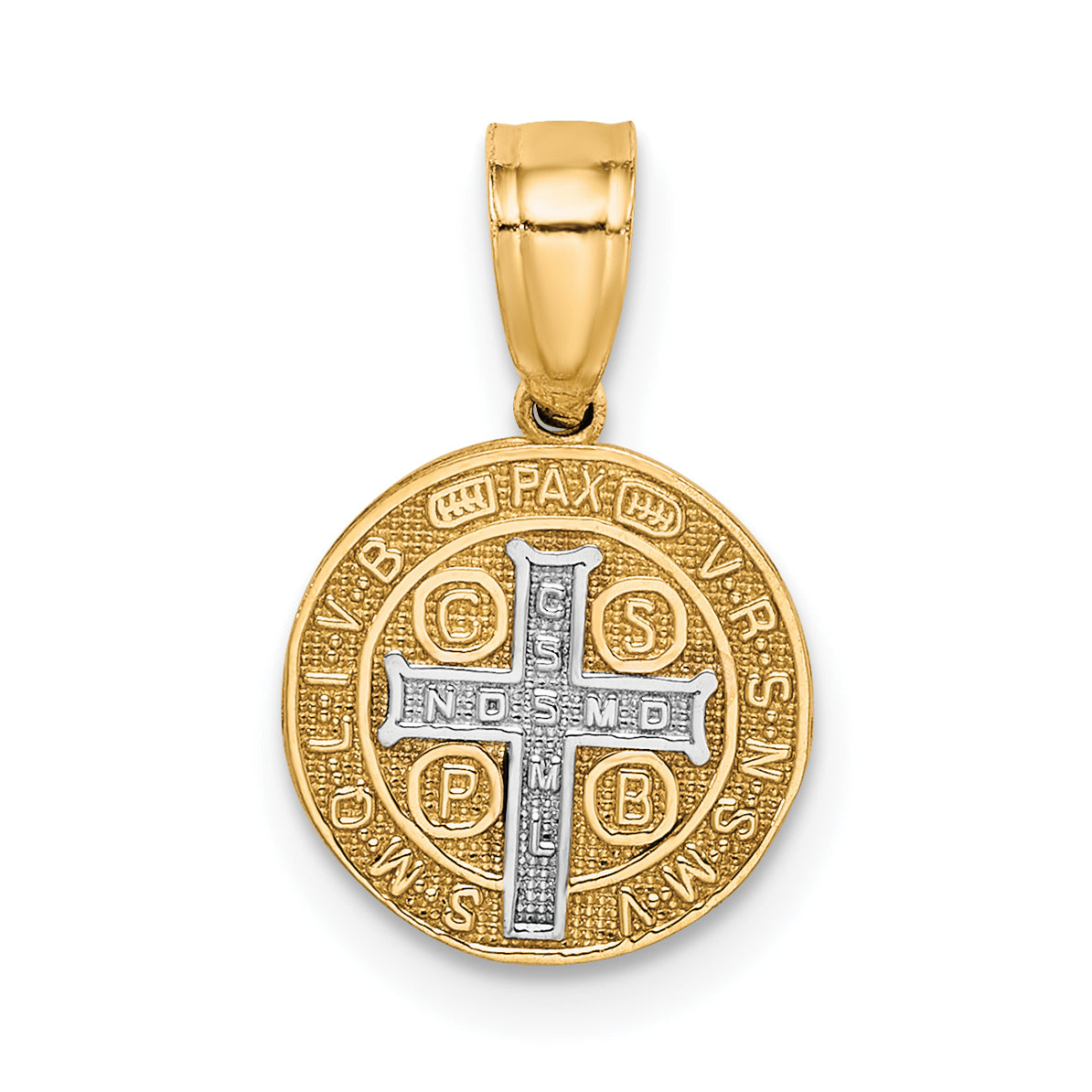 10K W/Rhodium San Benito Medal Pendant