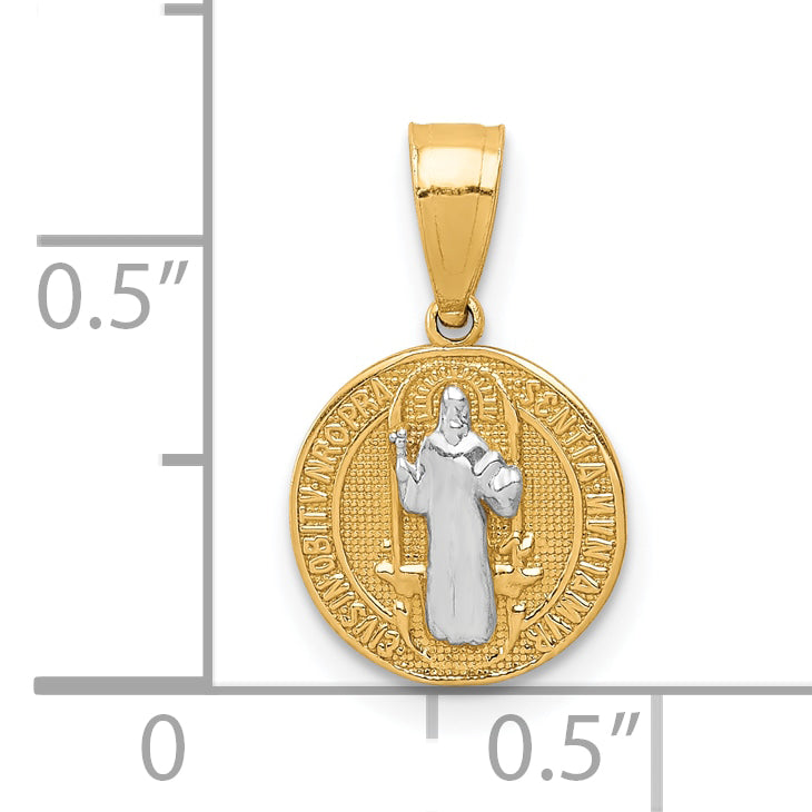 10K W/Rhodium San Benito Medal Pendant