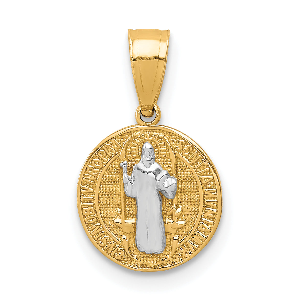 10K W/Rhodium San Benito Medal Pendant