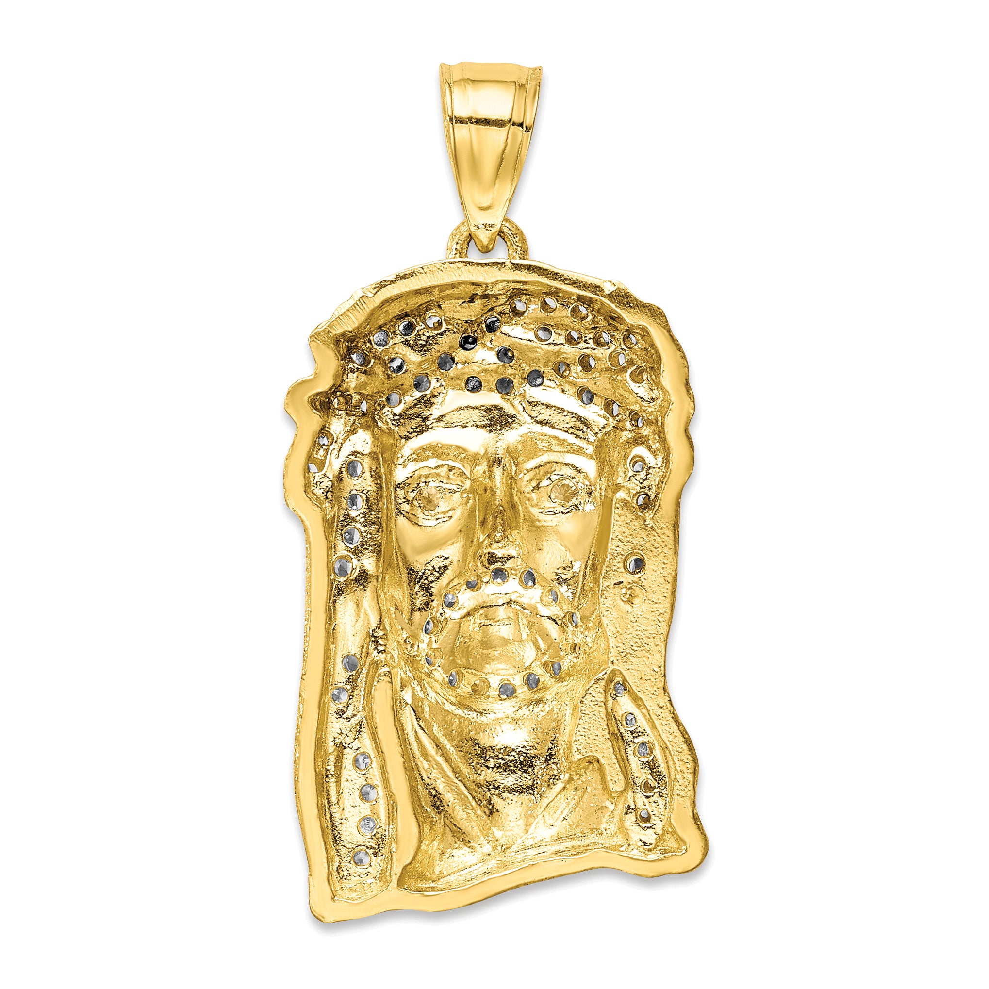 10K CZ Micropave Jesus Face Pendant