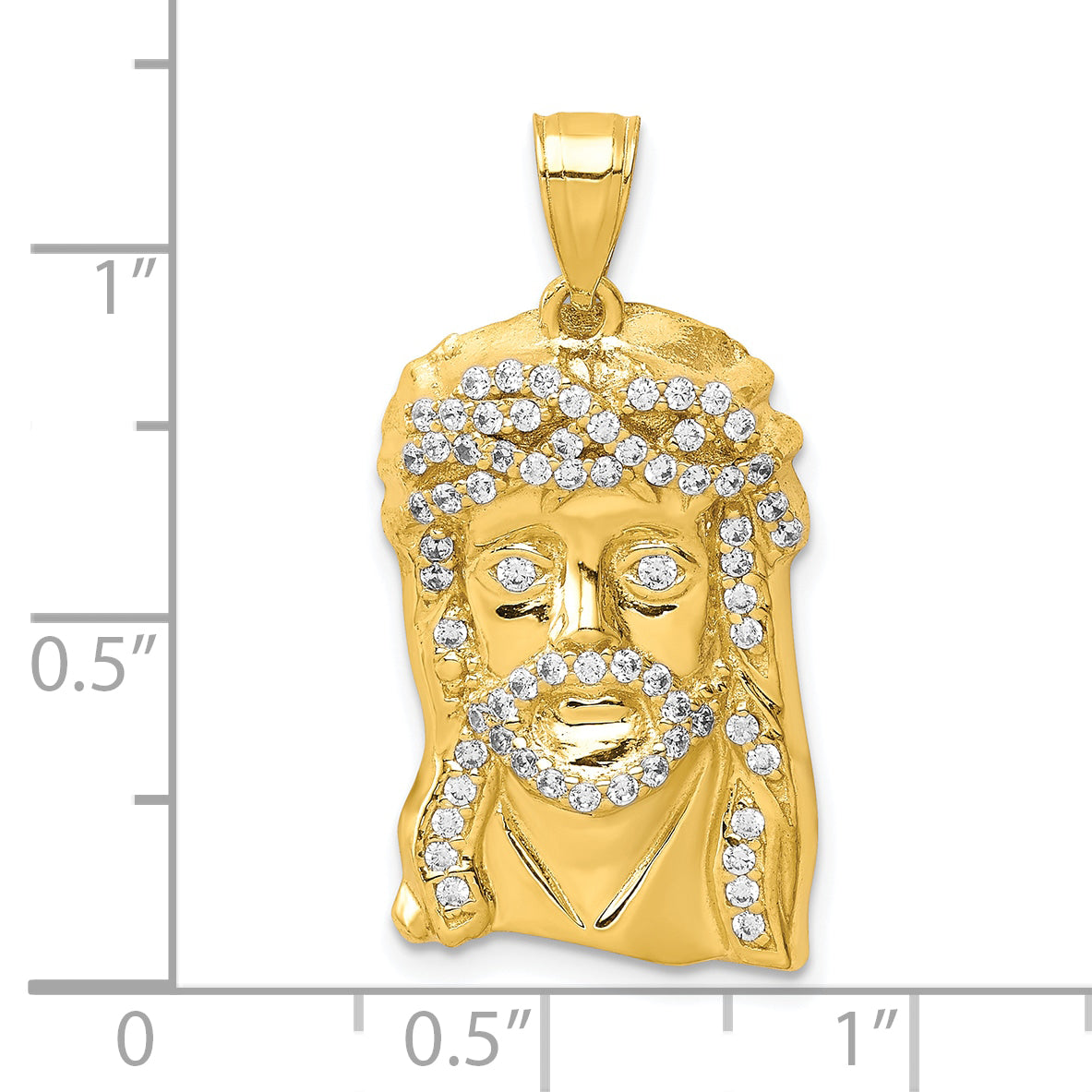 10K CZ Micropave Jesus Face Pendant