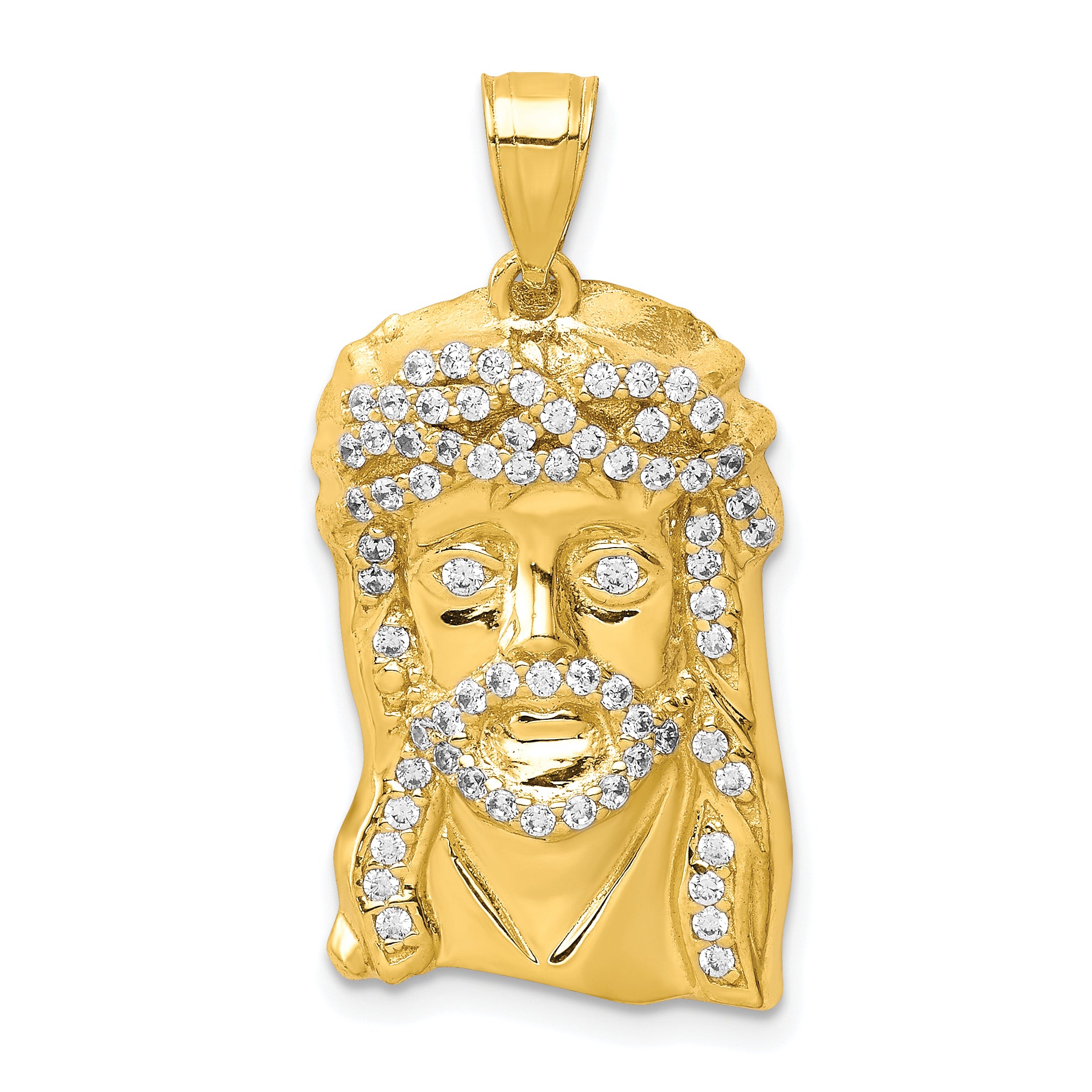10K CZ Micropave Jesus Face Pendant Main image
