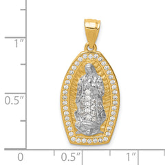 10K w/Rhodium CZ Micropave Guadalupe Pendant