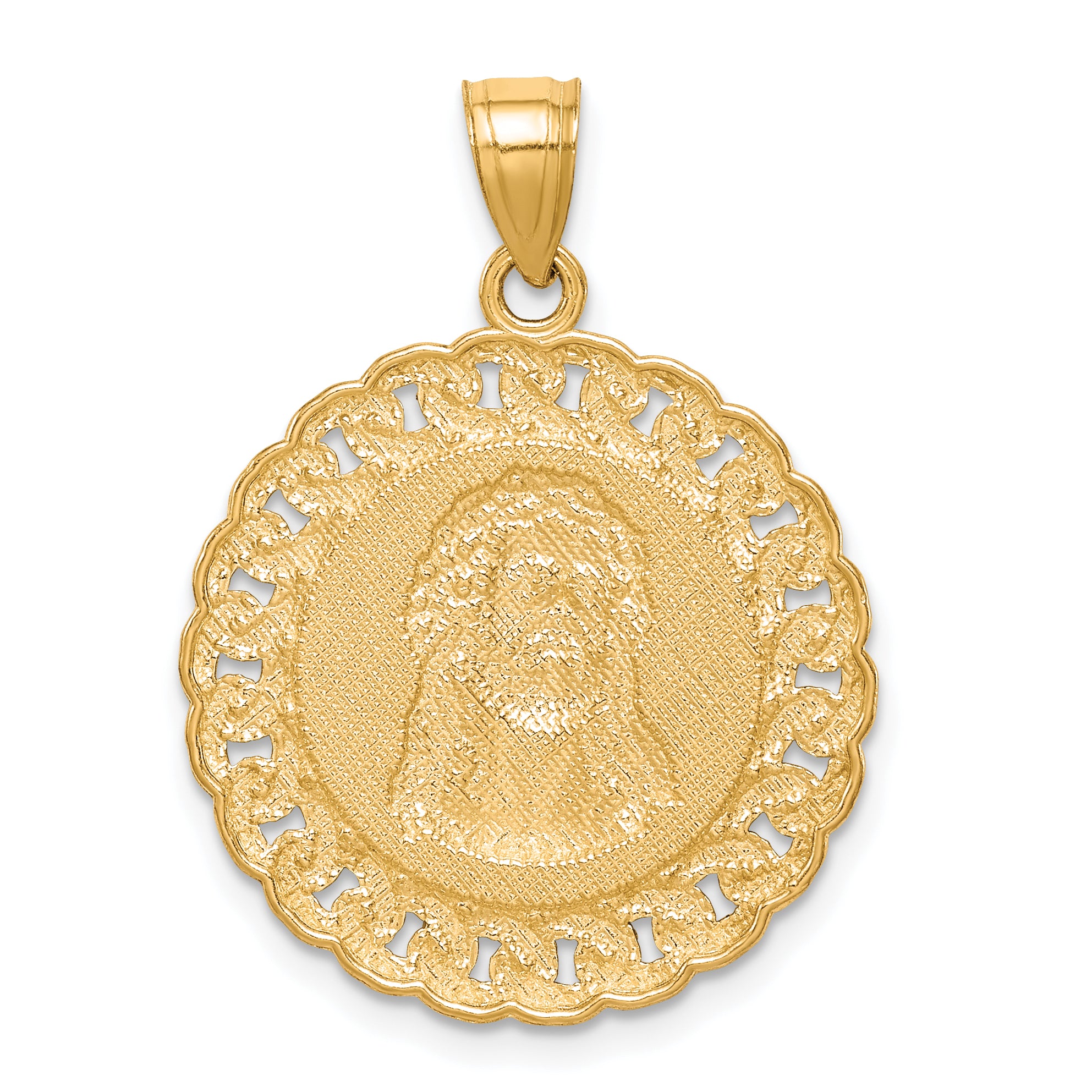 10K D/C w/Rhodium Jesus Face Pendant