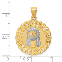 10K D/C w/Rhodium Jesus Face Pendant