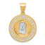 10K W/Rhodium CZ Channel Edge Pave Jesus Face Pendant