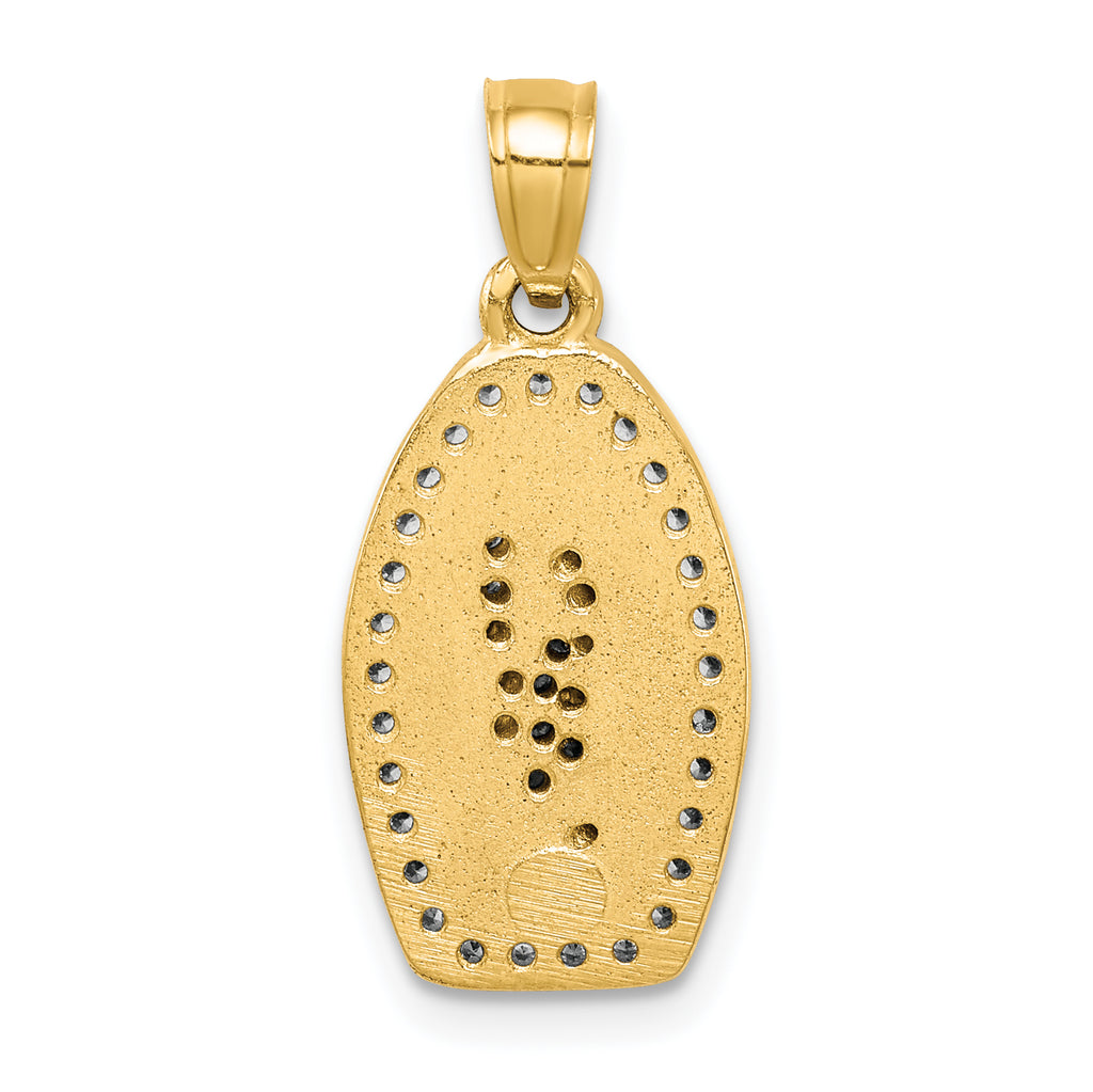 10K w/Rhodium CZ Pave Lady of Guadalupe Pendant