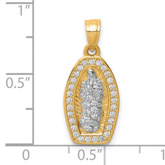 10K w/Rhodium CZ Pave Lady of Guadalupe Pendant