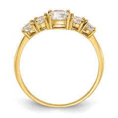 10K Polished 5 Stone CZ Ring - 7