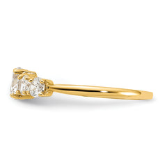 10K Polished 5 Stone CZ Ring - 7