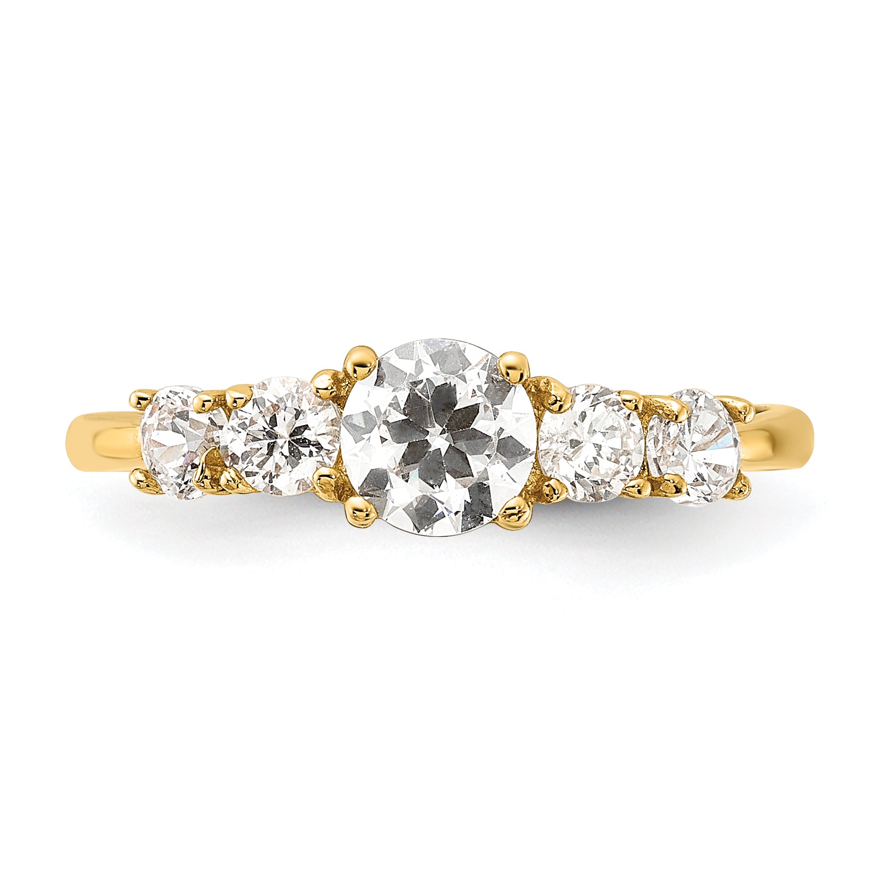 10K Polished 5 Stone CZ Ring - 7
