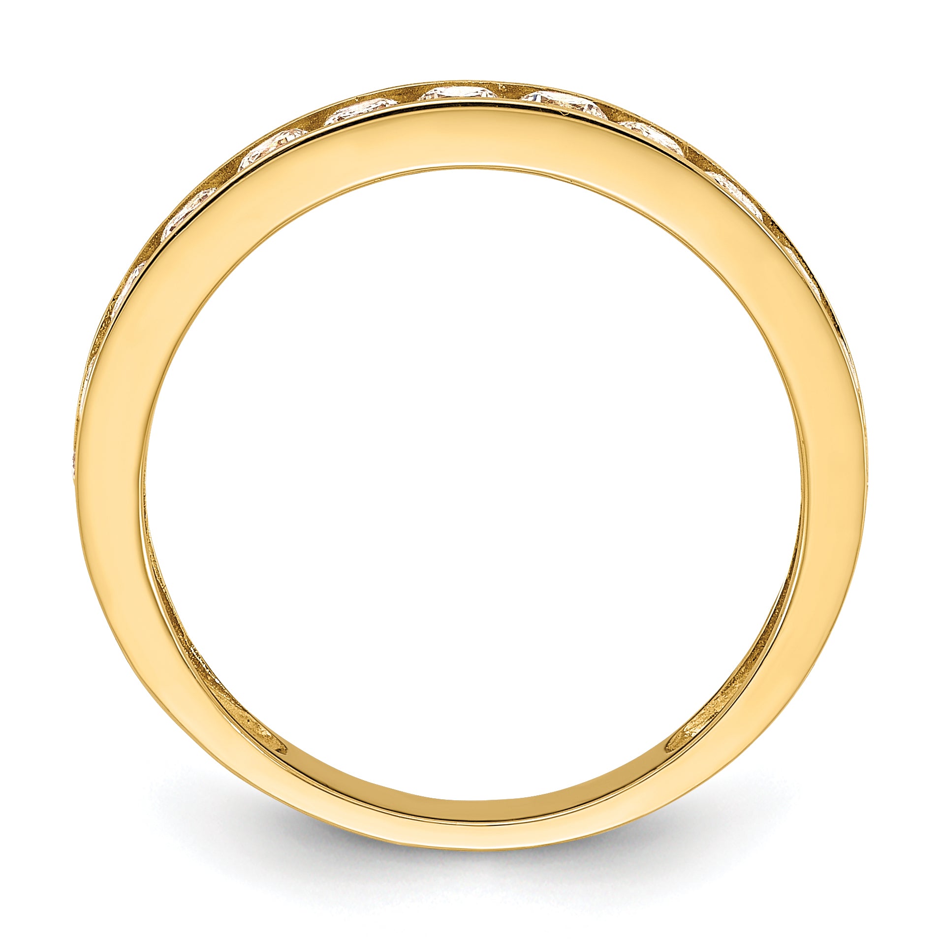 10K Polished 1.25mm CZ Channel Band - 7