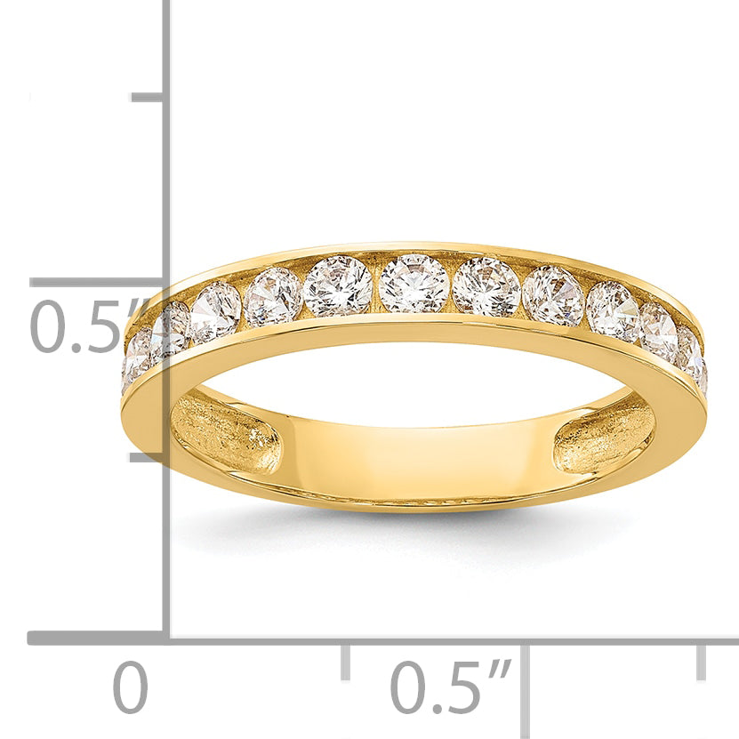 10K Polished 1.25mm CZ Channel Band - 7