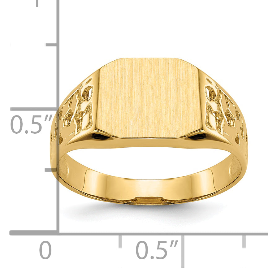 10k 9.0x10.5mm Open Back Men's Signet Ring