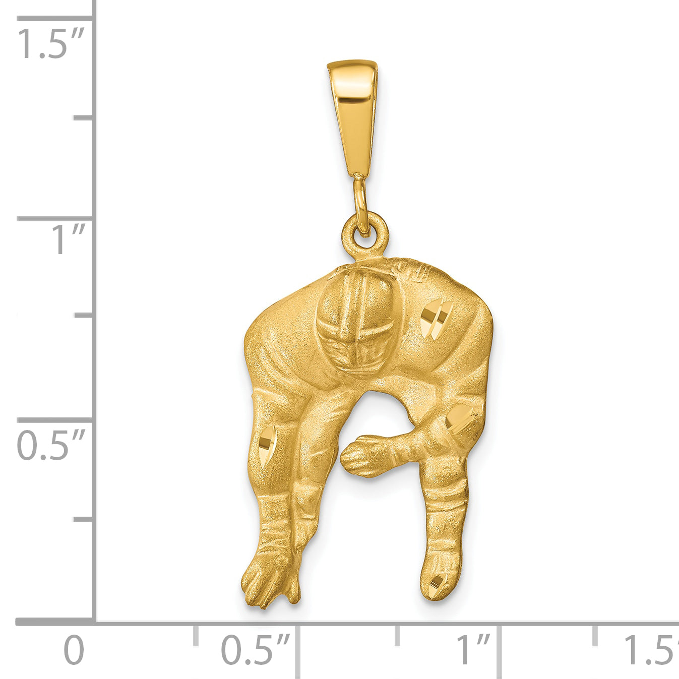 10K Gold Polished Football Charm Pendant in Solid Yellow Gold