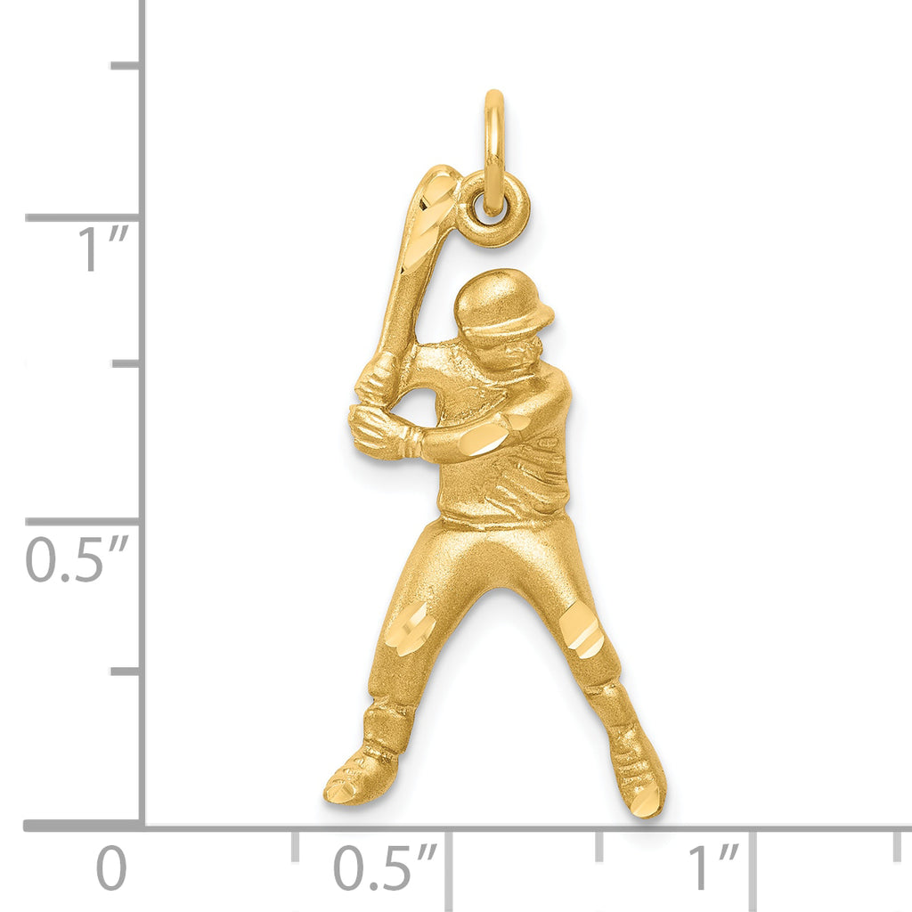 10K Gold Baseball Charm with Polished Finish Solid Design