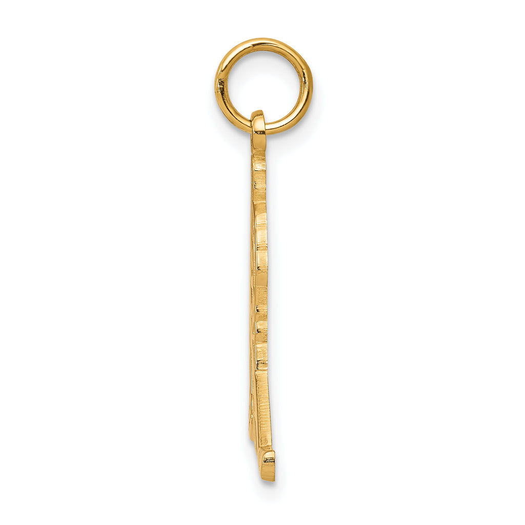 10K Gold Hockey Charm Pendant with Polished Solid Design