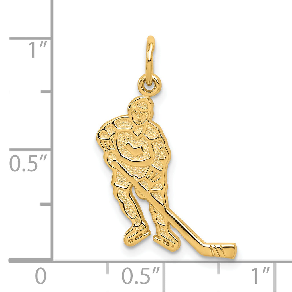 10K Gold Hockey Charm Pendant with Polished Solid Design