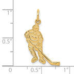 10K Gold Hockey Charm Pendant with Polished Solid Design