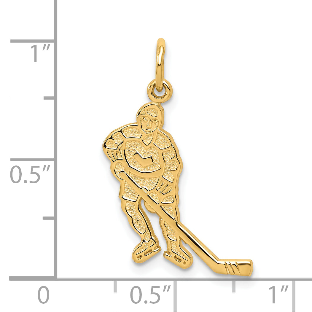 10K Gold Hockey Charm Pendant with Polished Solid Design