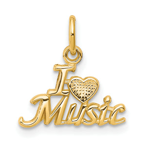 Heart Music Charm in 10K Yellow Gold, 15mm Textured - Sophia Jewelers