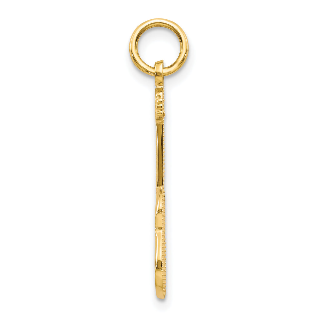 10K Yellow Gold Guitar Charm  Polished Solid Pendant for Music Lovers