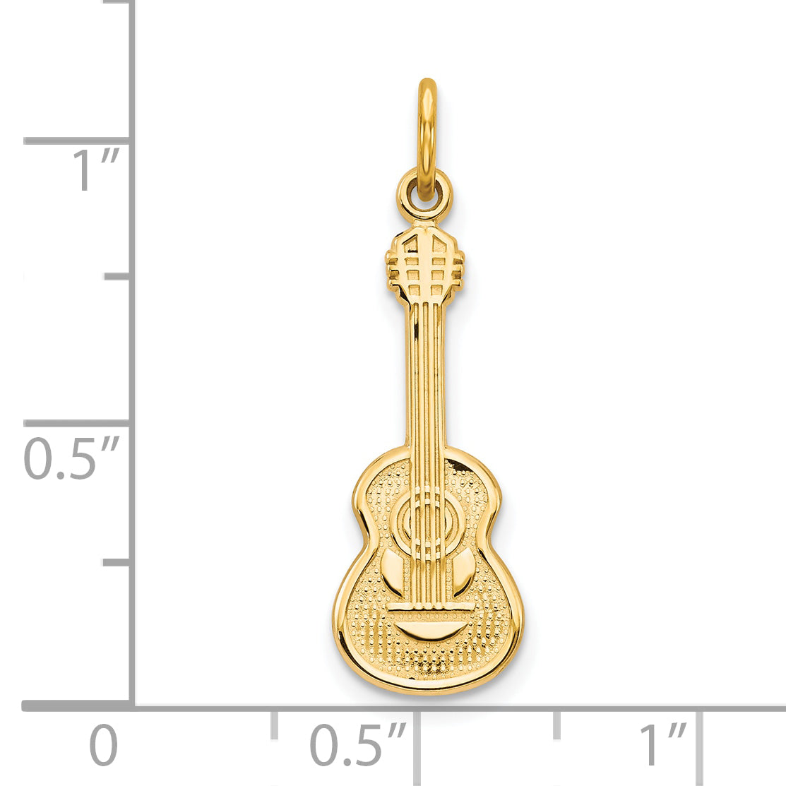 10K Yellow Gold Guitar Charm  Polished Solid Pendant for Music Lovers