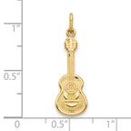 10K Yellow Gold Guitar Charm  Polished Solid Pendant for Music Lovers