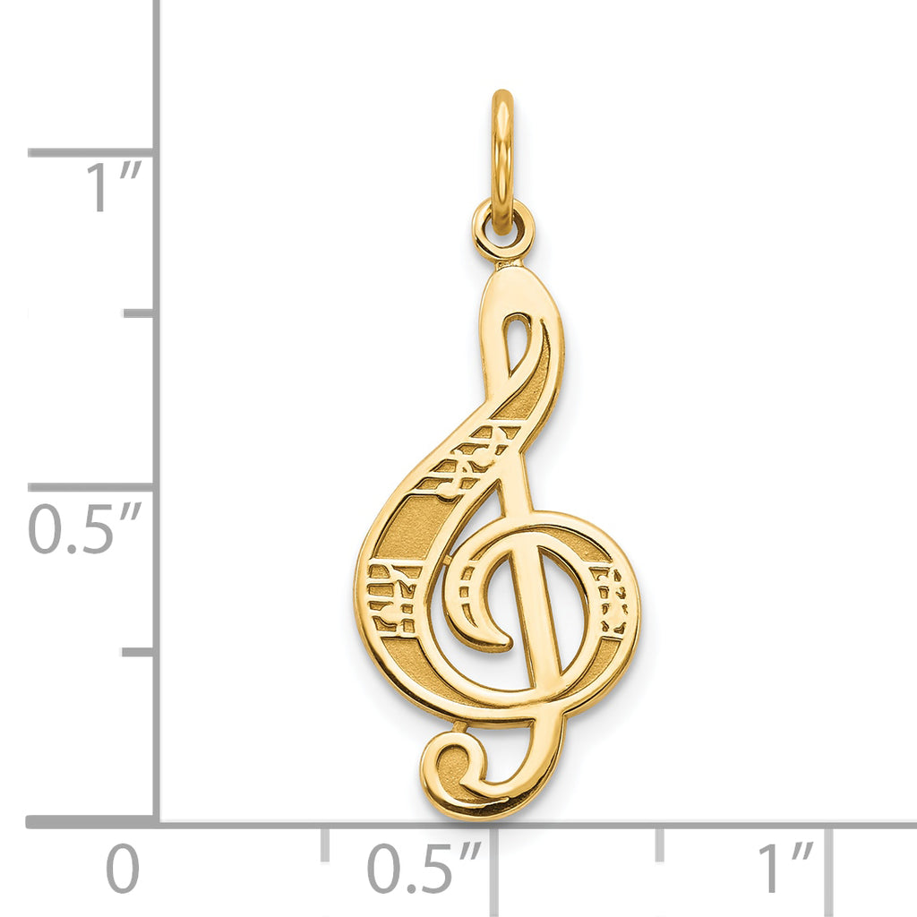 10K Gold Treble Clef Charm Pendant with Polished Finish Elegant Design