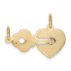 10K Yellow Gold Heart and Key Break-Apart Charm with Polished Finish