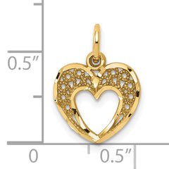 10K Gold Heart Charm with Polished Finish  Elegant Solid Design