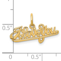 10K Yellow Gold Polished I LOVE YOU Charm Elegant Solid Design