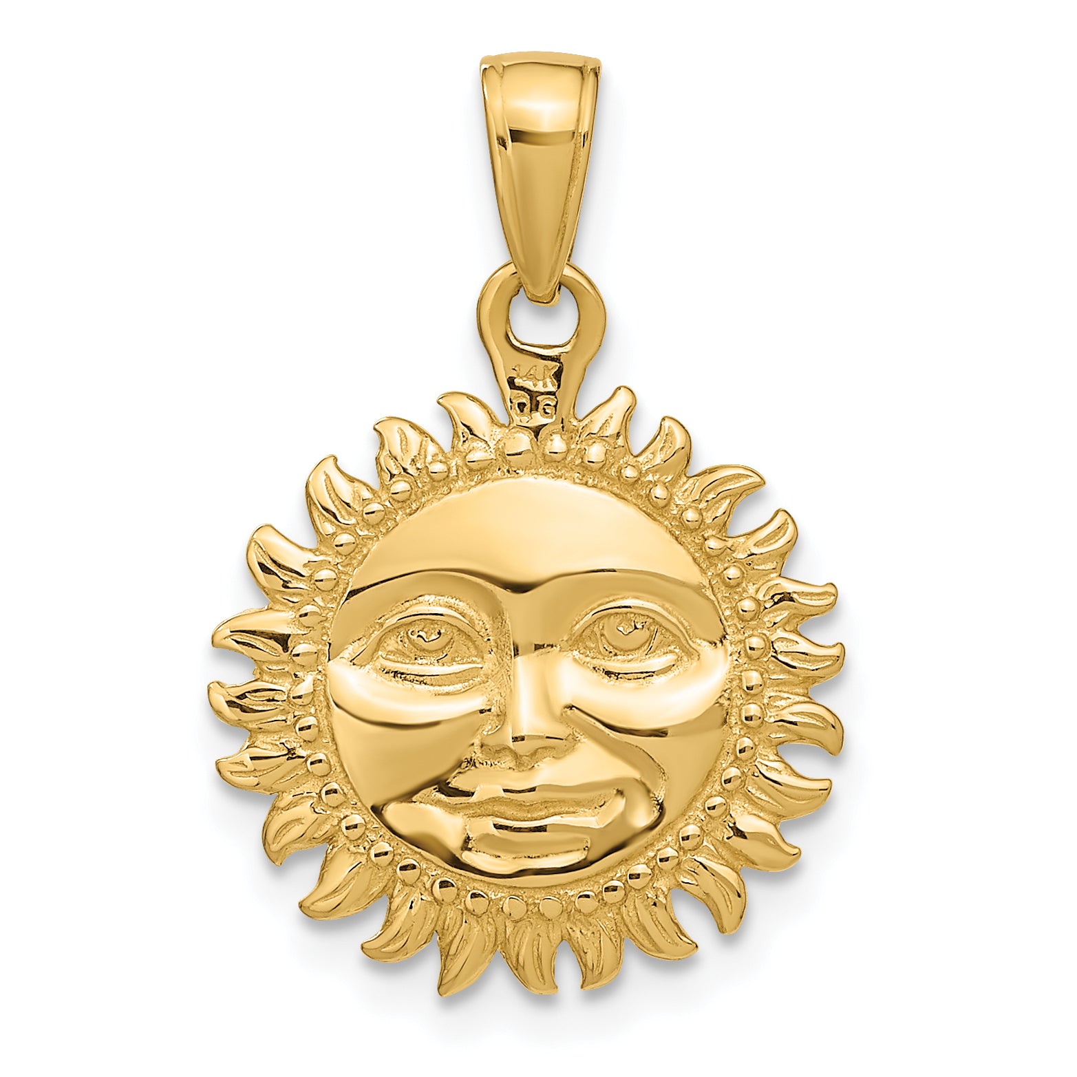 10k Solid Polished 3-Dimensional Sun Pendant