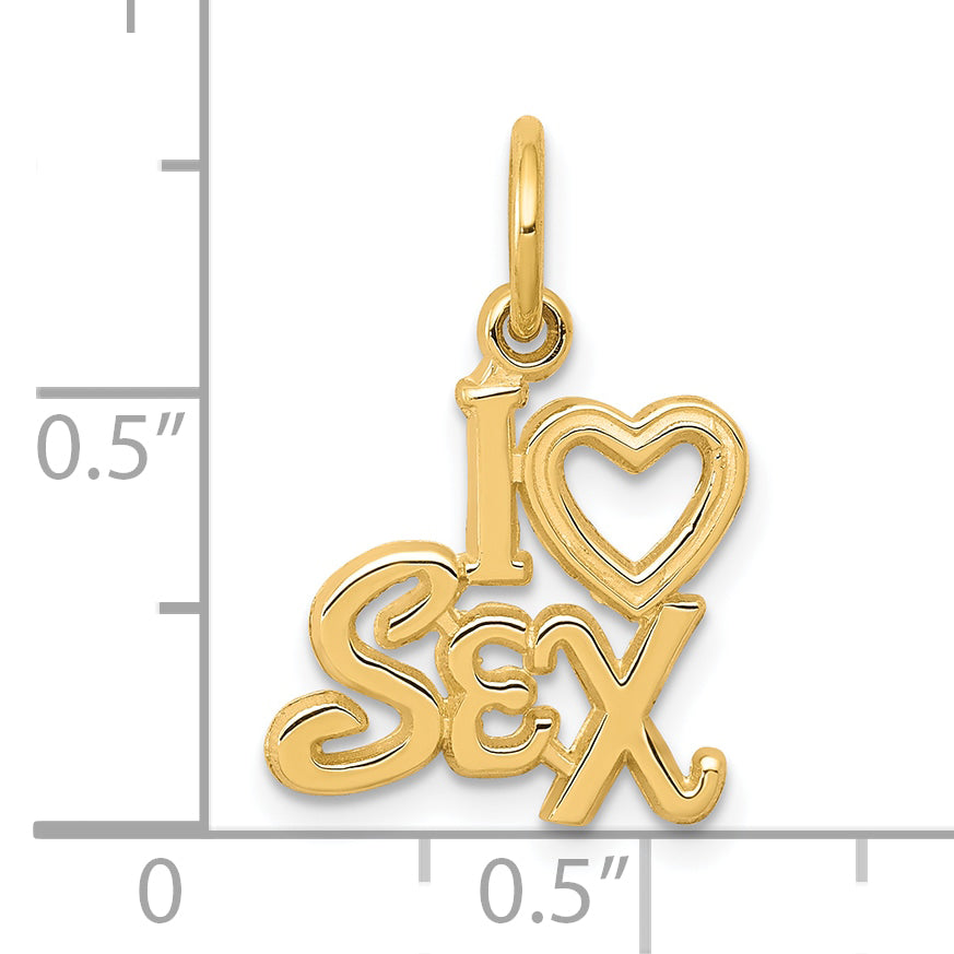 10K Yellow Gold Polished I HEART SEX Charm with Solid Build