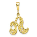 10K Gold Filigree Initial A Pendant Elegant and Timeless Design