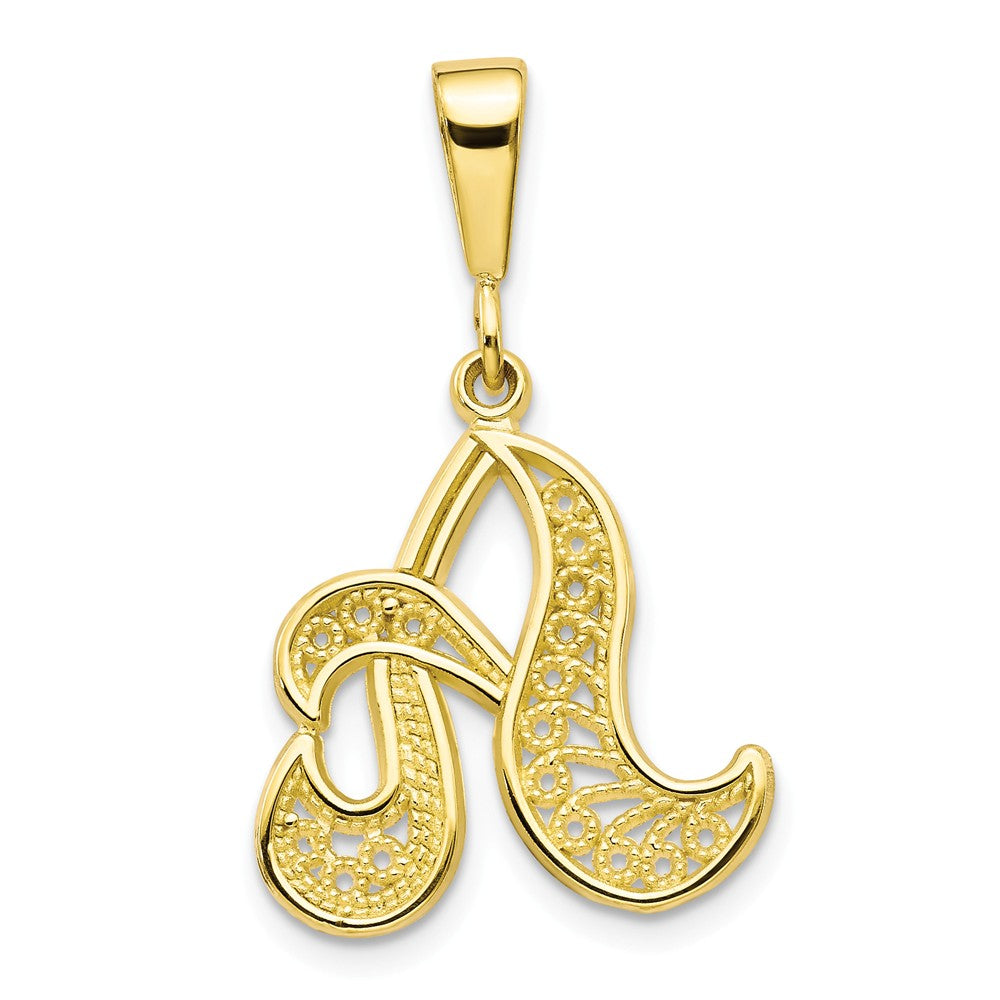 10K Gold Filigree Initial A Pendant Elegant and Timeless Design
