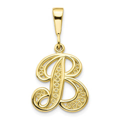 10K Gold Filigree Initial B Pendant Elegant Handcrafted Charm