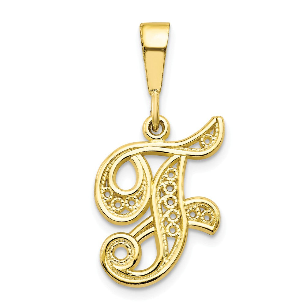 10K Yellow Gold Initial F Pendant Elegant Personalized Charm