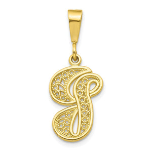 Large Filigree Initial G Pendant in 10K Yellow Gold - Sophia Jewelers
