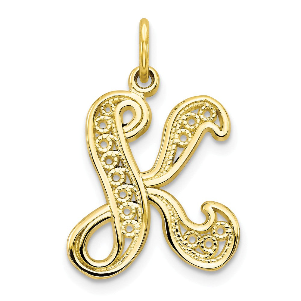 10K Yellow Gold Initial K Pendant Elegant, Personalized Jewelry Gift Main image