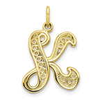 10K Yellow Gold Initial K Pendant Elegant, Personalized Jewelry Gift