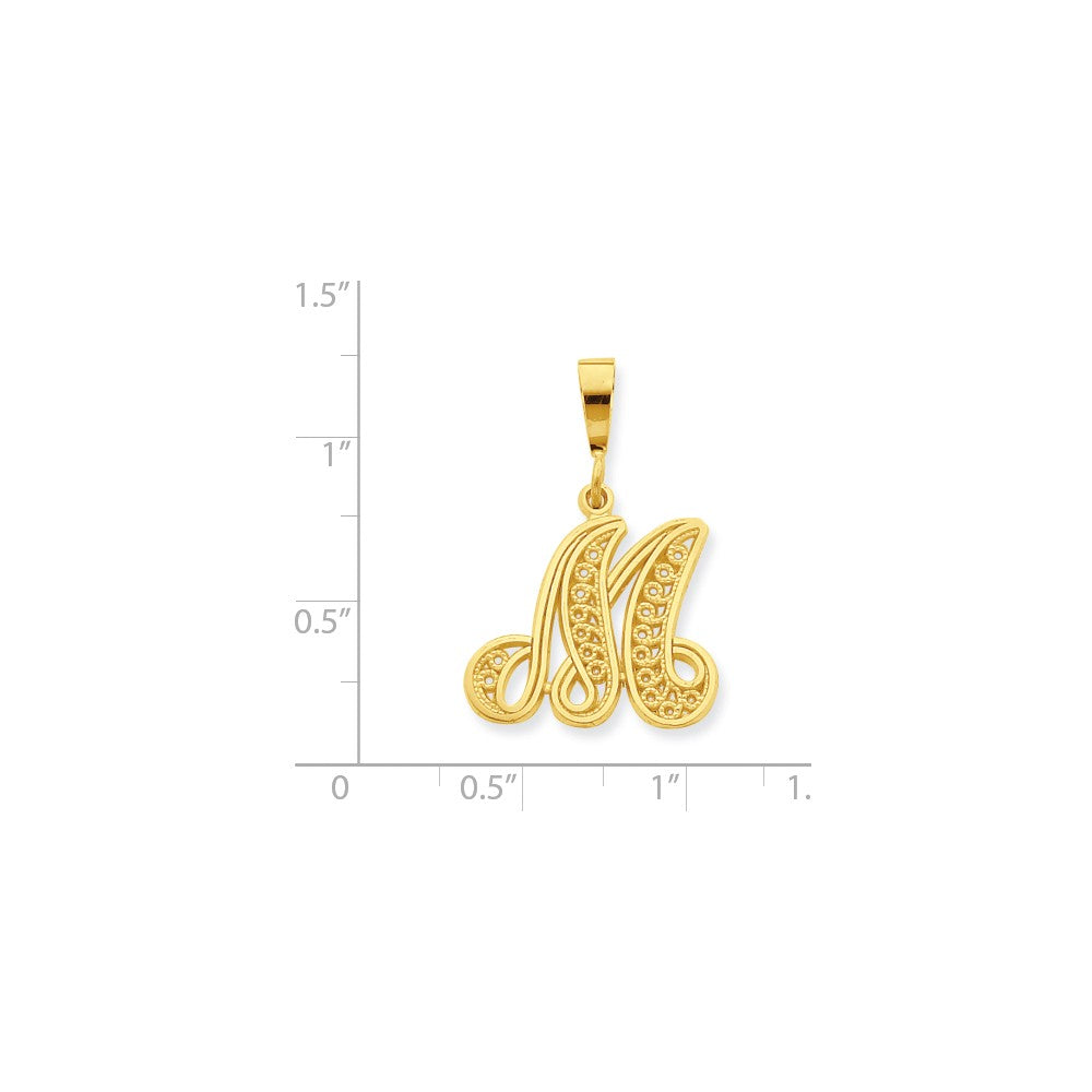 10K Gold Initial M Pendant in Yellow Gold Elegant, Personalized Charm Secondary image