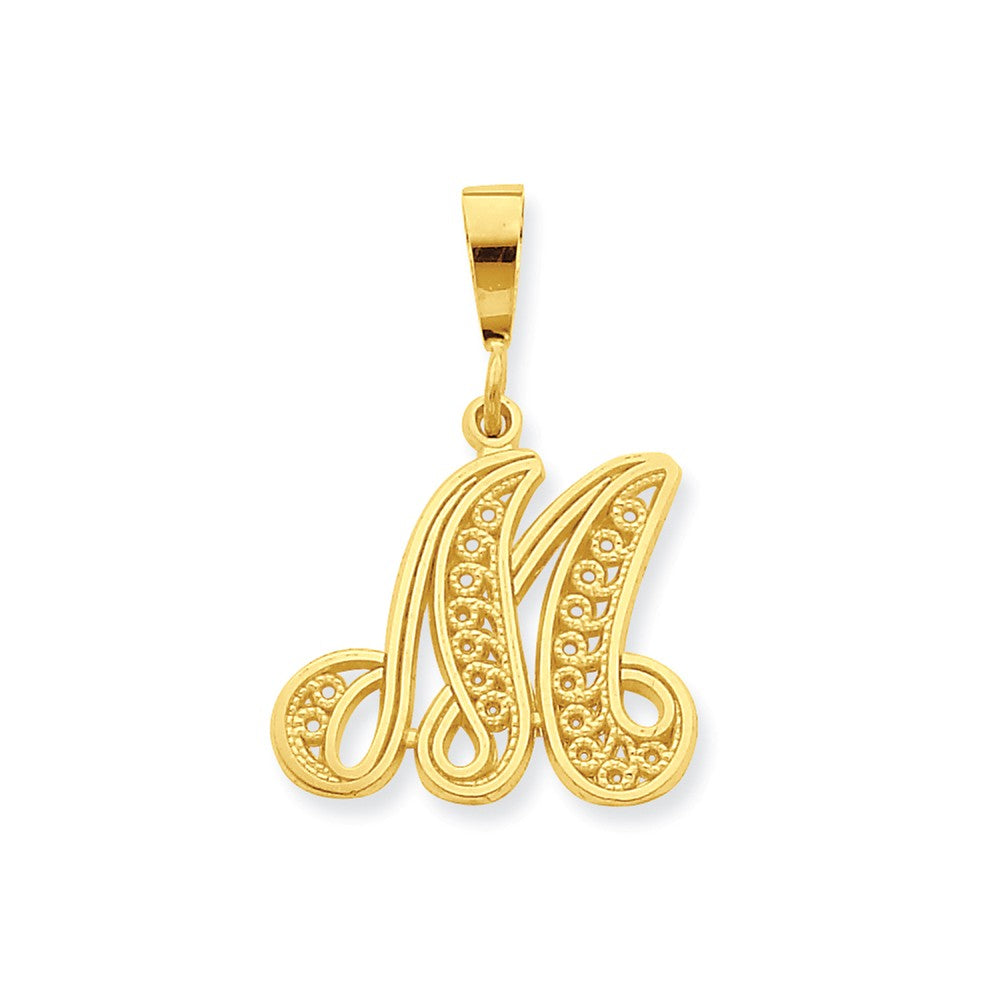 10K Gold Initial M Pendant in Yellow Gold Elegant, Personalized Charm Main image