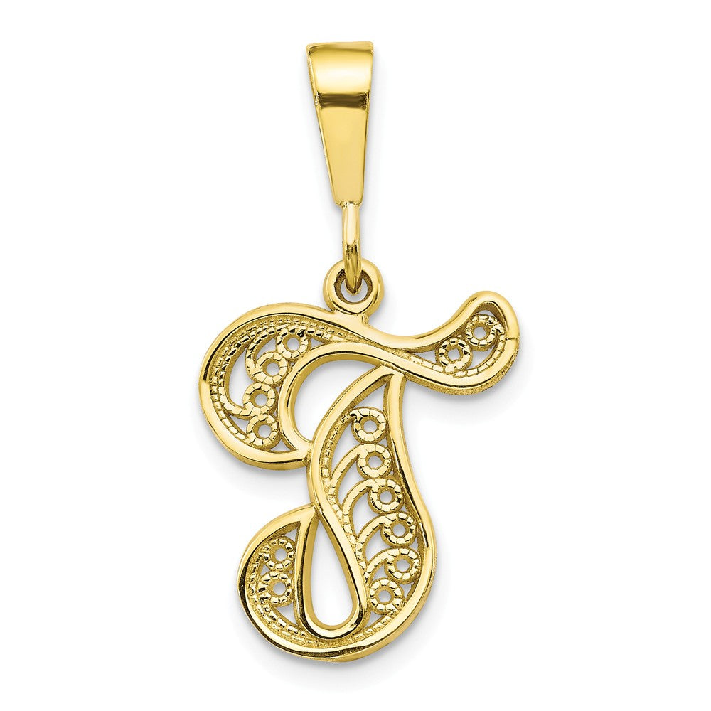 10K Gold Initial T Pendant Elegant Yellow Gold Charm by Sophia Jewelers Main image