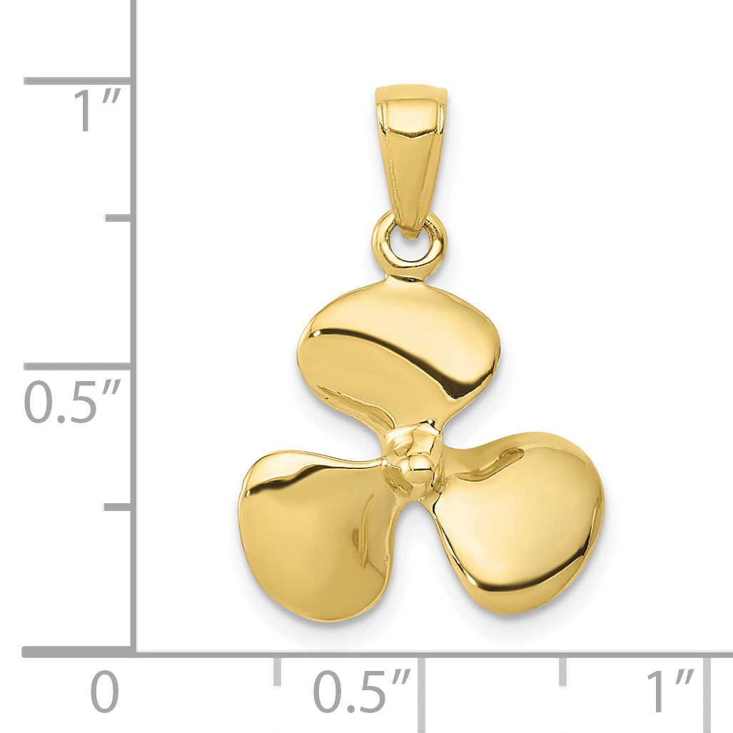 10K Polished 3-D Propeller Pendant